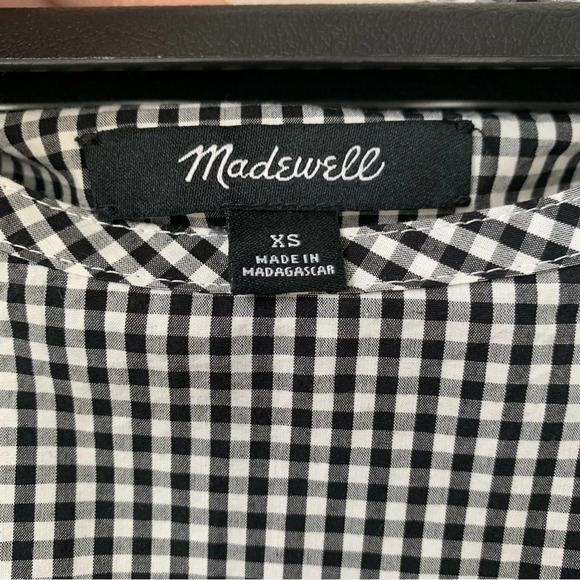 Madewell tie back gingham cotton summer mini dress XS black & white - Picture 4 of 6